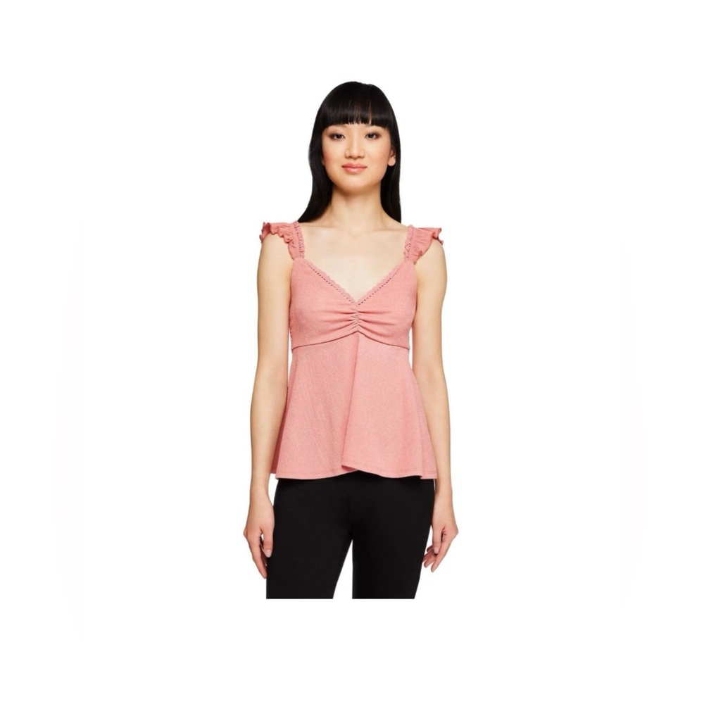 2/$20 - Wild Skye Pink / Peach Ruffle Sleeve Summer Top - S or XS